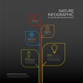 Thin line ecology nature infographics template - dark version