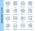 Thin Line Ecology Related Vector Icons Set