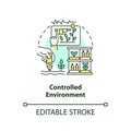 Thin line editable controlled environment icon concept