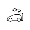 Thin line electric car icon