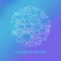 Thin Line Electronics and Gadgets Icons Set Circle Concept Royalty Free Stock Photo