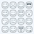 Thin line emotional square yellow faces icon