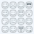 Thin line emotional square yellow faces icon Royalty Free Stock Photo