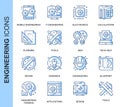 Thin Line Engineering Related Vector Icons Set