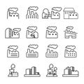 Thin line factory plant building icon set, vector eps10