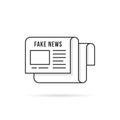 Thin line fake news logo like newspaper Royalty Free Stock Photo