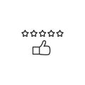 Line five star rating icon on white background
