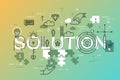 Thin line flat design banner of business solutions Royalty Free Stock Photo