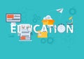 Thin line flat design banner for EDUCATION web page, classical and on-line education, increasing knowledge, choice of universities Royalty Free Stock Photo