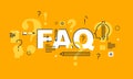 Thin line flat design banner for FAQ web page
