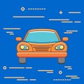 Thin line flat design of car. Modern design thin line banne