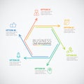 Thin line flat hexagon for infographic. Royalty Free Stock Photo