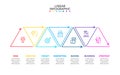 Thin line flat triangles for infographic with 7 options, parts, steps or processes. Template for diagram, graph Royalty Free Stock Photo