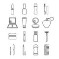 Thin line flat vector cosmetic, beauty and makeup icons