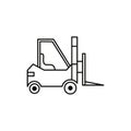 thin line forklift icon on white background