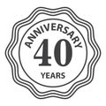 Thin line fortieth years anniversary icon