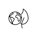 Thin line friendly planet and leaf icon