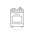 Thin line gas stove icon with shadow