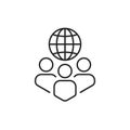 thin line global governance icon like people with globe Royalty Free Stock Photo