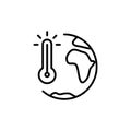 Thin line global warming icon Royalty Free Stock Photo