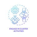 Thin line gradient engage in cluster activities icon concept