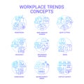 Thin line gradient icons set representing workplace trends Royalty Free Stock Photo