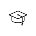 Thin line graduation cap icon