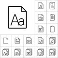 Thin line grammar, letter file icon, different type file icons s Royalty Free Stock Photo