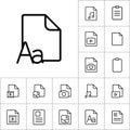 Thin line grammar, letter file icon, different type file icons s Royalty Free Stock Photo