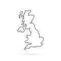 thin line great britain map with shadow