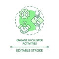 Thin line green engage in cluster activities icon concept