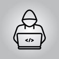 hacker or coder icon on a grey background