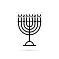 Thin line hanukkah candles black icon