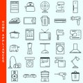 Thin line home appliances vector icons set