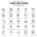 Thin line hotel services and facilities, online booking icons set for website and mobile site apps. Royalty Free Stock Photo