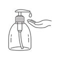 Thin line icon of a bottle of liquid soap or some other detergent