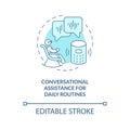 Thin line icon conversational assistance for daily routines