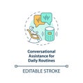 Thin line icon conversational assistance for daily routines