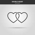 thin line icon. double heart logo. love symbol. use in decoration, design as the emblem. vector illustration.