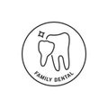 Thin line icon of family dental on white