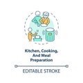 Thin line icon kitchen, cooking and meal preparation concept
