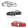 Thin line icon, solid icon. flat icon for Car side view, transportation. vector illustrations