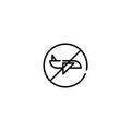 Thin line Icon. Stop aviation. Prohibiting Sign Planes Do Not Fly, Suitable for use on web apps, mobile apps, Vector illustration