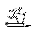 Thin line icon. Treadmill running man cardio workout.