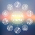 Thin line icons - artificial organs 11