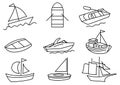 Thin line icons Boat set,transportation Royalty Free Stock Photo