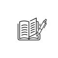 Thin line icons for book and pen,vector illustrations Royalty Free Stock Photo