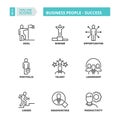 Thin line icons. Business people. Success Royalty Free Stock Photo