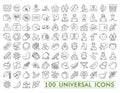 Thin line icons exclusive XXL icons set contains: universal interface, navigation, people, web store, finance themes Royalty Free Stock Photo