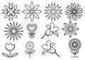 Thin line icons flowers set on white background,vector illustrations Royalty Free Stock Photo